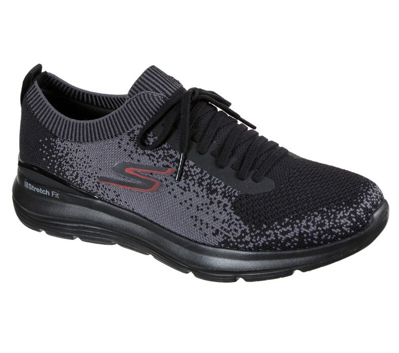 Skechers Gowalk Stretch Fit - Mens Slip On Shoes Black/Grey [AU-SN3991]